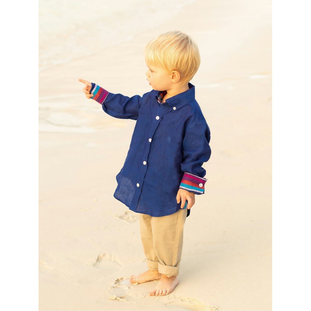 Koy Clothing Boys Navy Linen Shirt