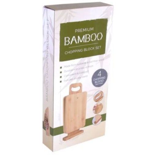 4pc Bamboo 22x14cm Chopping Block/Cutting Board Set w/ Display Stand 4pc Bamboo 22x14cm Chopping Block/Cutting Board Set w/ Display Stand