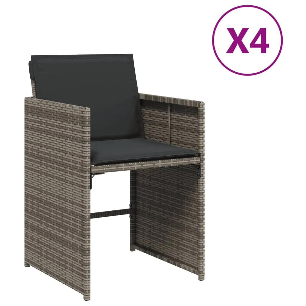 Garden Chairs with Cushions 4 pcs Grey Poly Rattan 364985 Garden Chairs with Cushions 4 pcs Grey Poly Rattan 364985