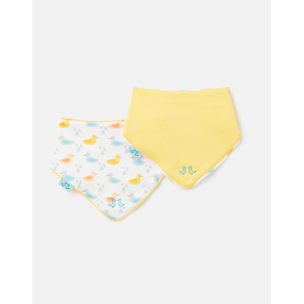 Luca and Rosa Ducks Pack Of 2 Baby Dribble Bibs In Organic Cotton