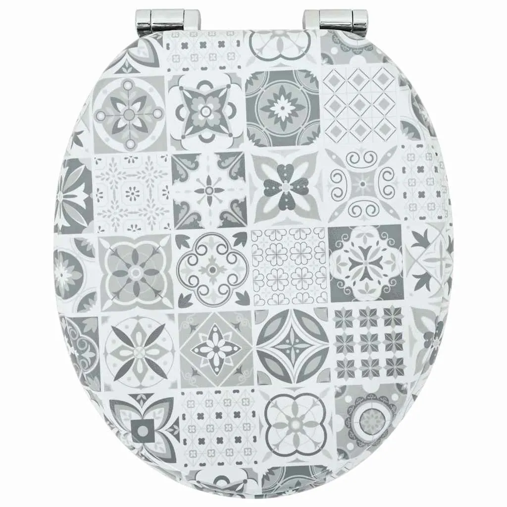 Soft-Close Toilet Seat Blue and White Porcelain 44 x 38 cm 42027183