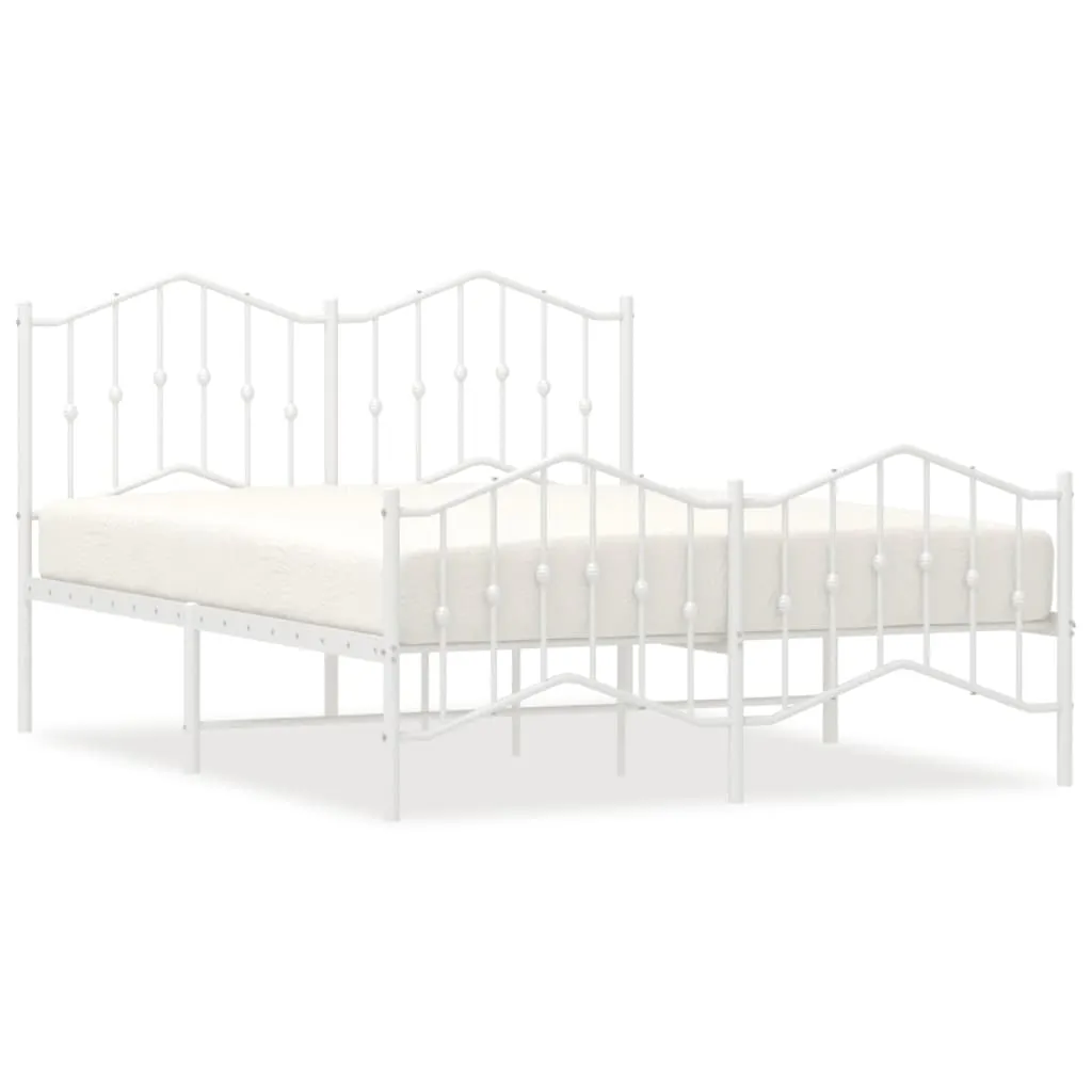 Metal Bed Frame with Headboard and Footboard White 150x200 cm 373858 Metal Bed Frame with Headboard and Footboard White 150x200 cm 373858