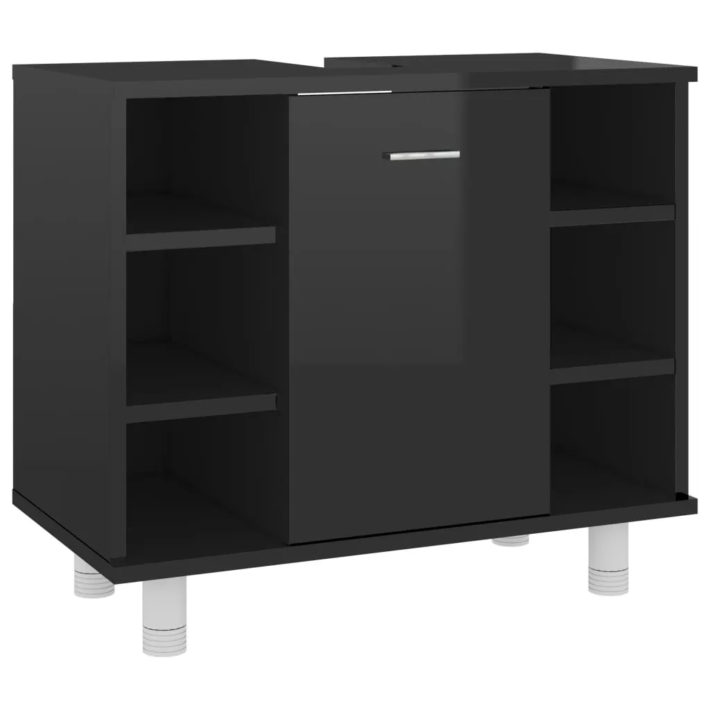 Bathroom Cabinet High Gloss Black 60x32x53.5 cm Engineered Wood 802640 Bathroom Cabinet High Gloss Black 60x32x53.5 cm Engineered Wood 802640
