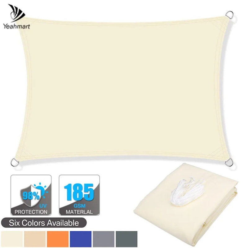 NNEOBA Rectangular Sunshade Sail UV Block Waterproof Canopy (Beige) image number null