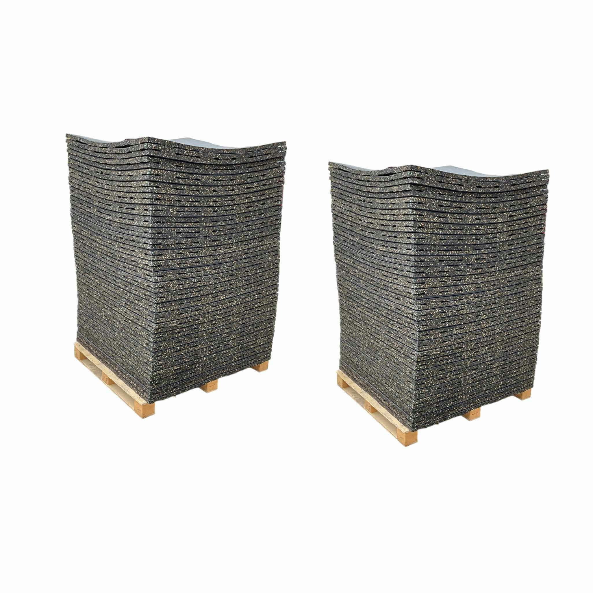 Pack of 100 - 30mm Rubber Gym Flooring Dual Density EPDM Rubber Dense Tile Mat 1m x 1m BLACK with WHITE
