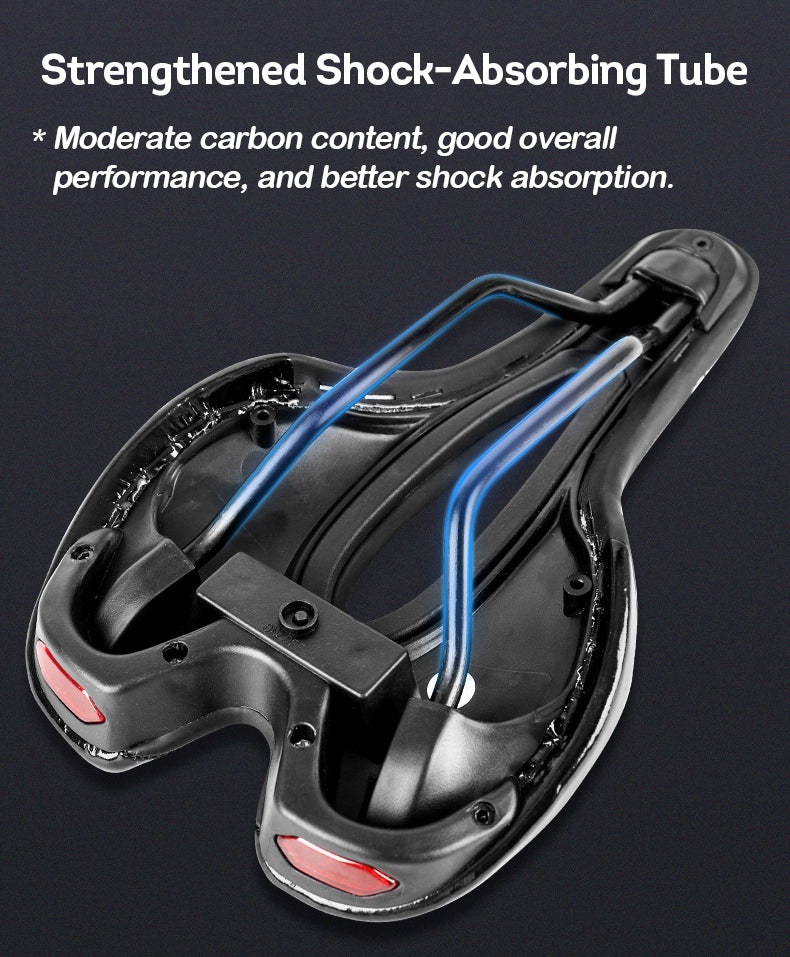 AKEZ Waterproof Cushion Pad Bicycle Seat Saddle W/ Taillight E-Bike/Bicycle Accessories - Black
