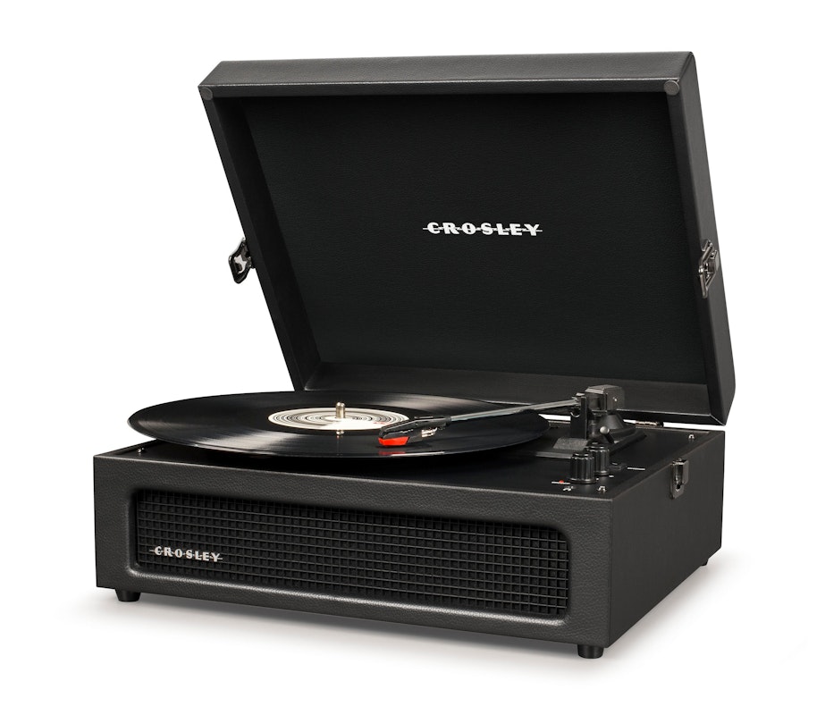 Crosley Voyager Bluetooth Portable Turntable - Black + Bundled Crosley Record Storage Display Stand image number null