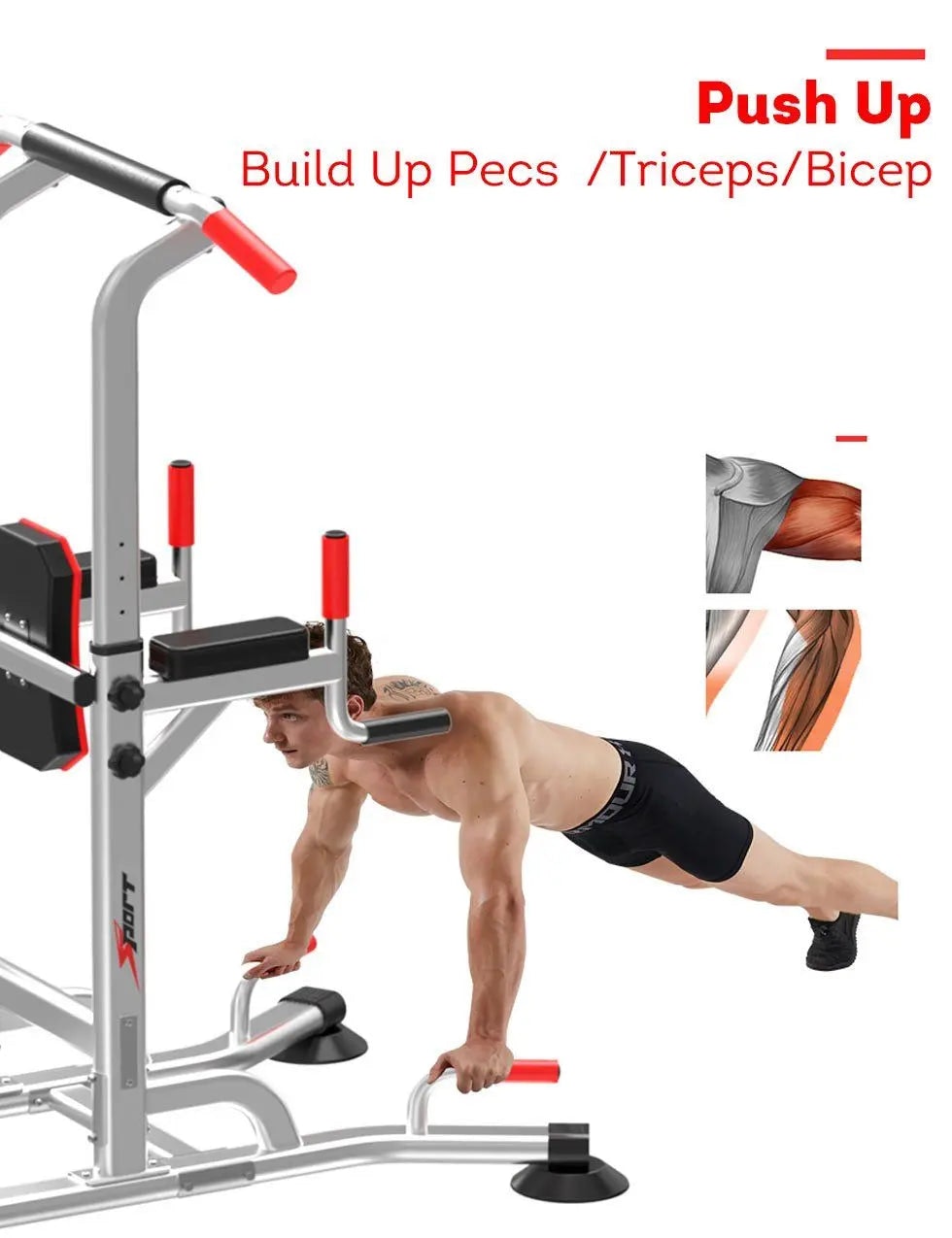 JMQ Fitness Silver Pull Up Chin Up Knee Raise Heavy Duty Workout Station Home Gym Exercise