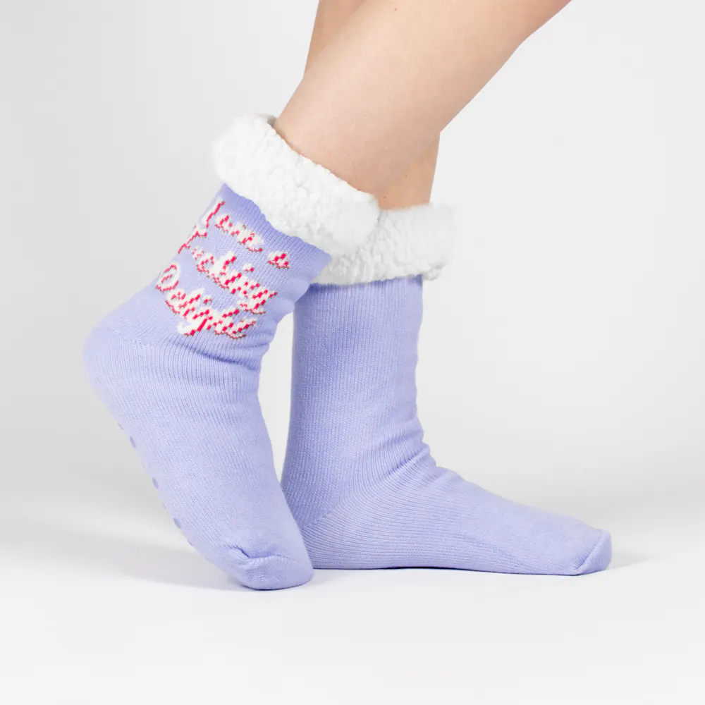 I Am A Delight Lilac Sherpa Winter Socks