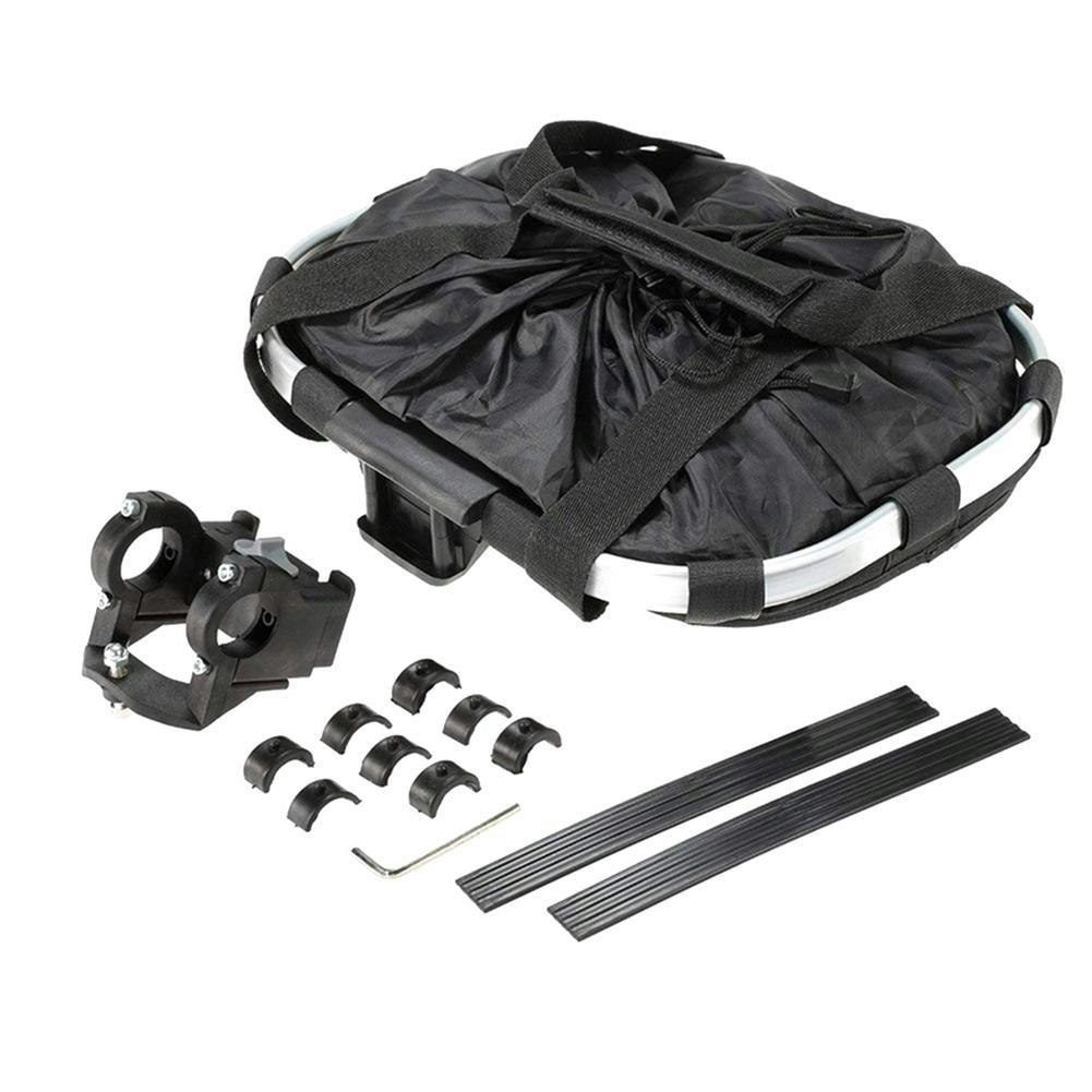 AKEZ Foldable Aluminium Alloy Frame Bike Front Basket Detachable Bag Pet Storage E-Bike Bicycle Accessories - Black