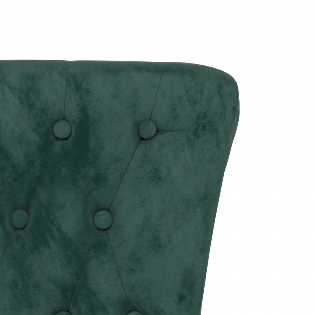High Back Chair Dark Green Velvet Button Design 352466