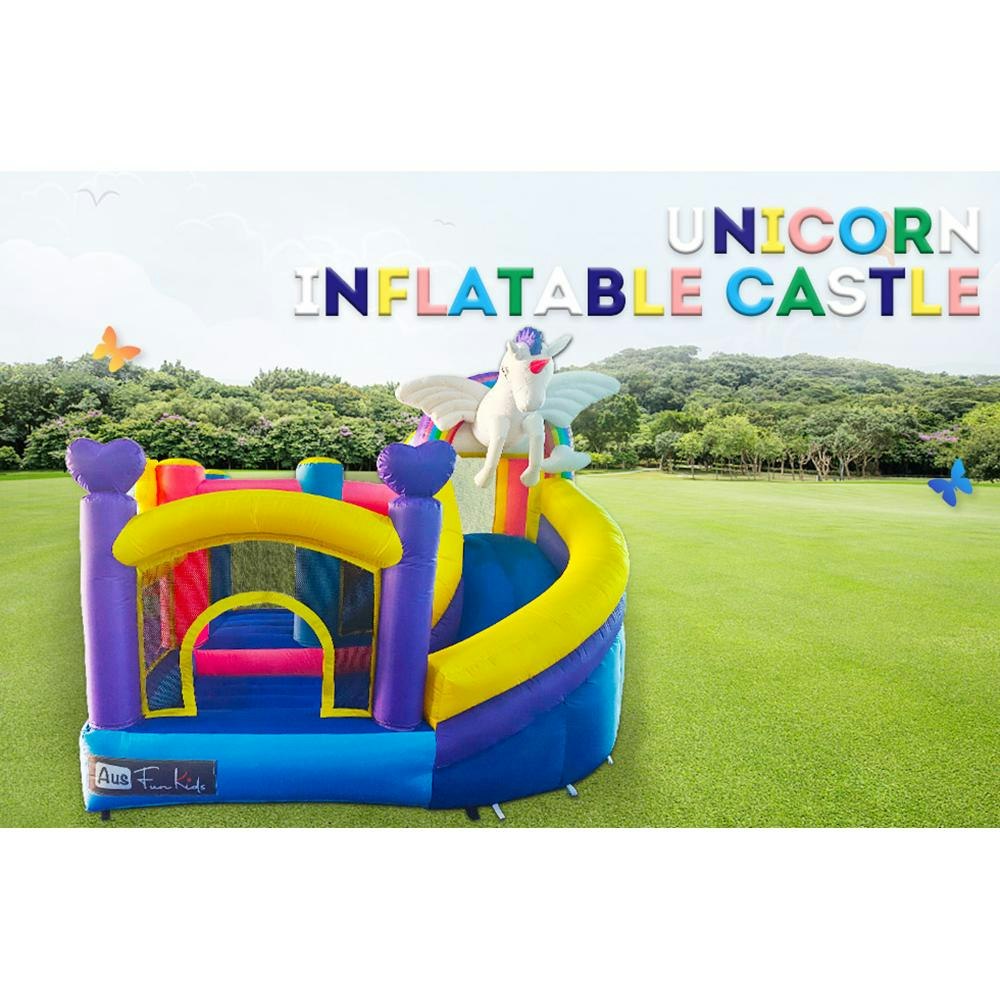 Unicorn Inflatable Jumping Castle Kids Home Amusement Playground w/ Climb Slide