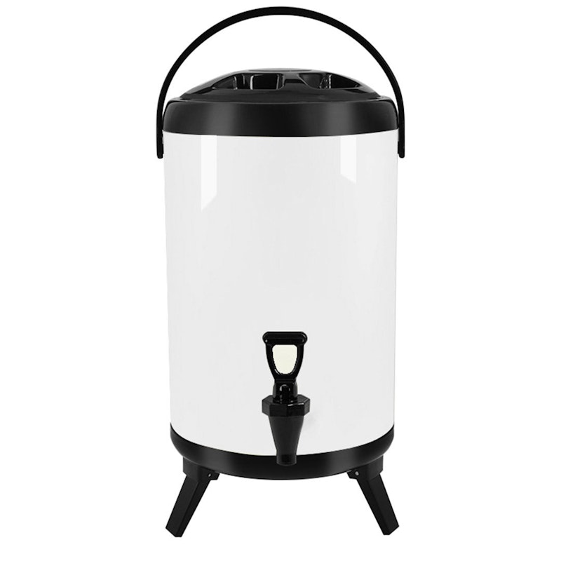 SOGA 8L Stainless Steel Insulated Milk Tea Barrel Hot and Cold Beverage Dispenser Container with Faucet White image number null