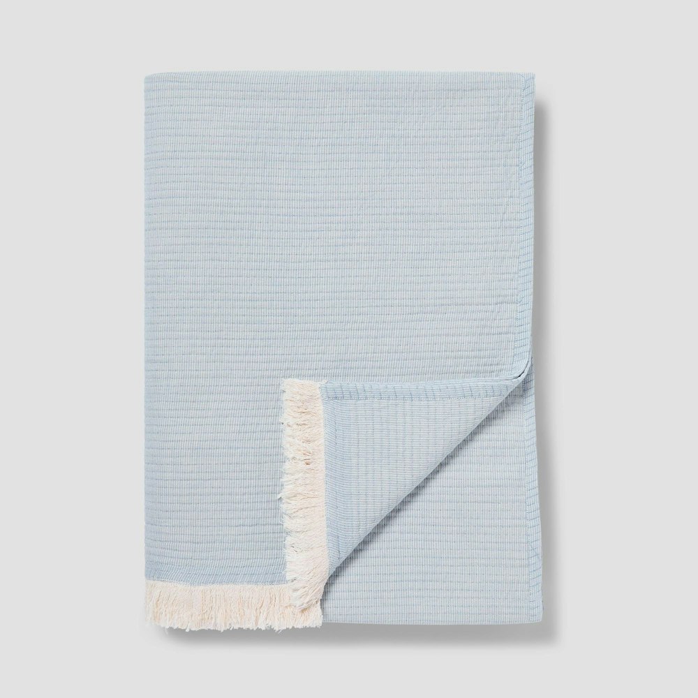 Piglet in Bed Dusk Blue Cotton Textured Throw