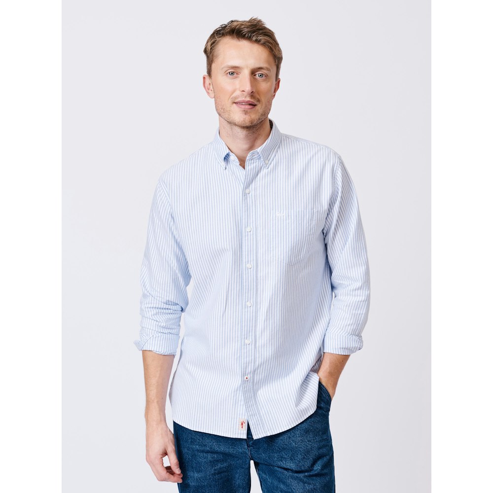 Aubin Aldridge Oxford Button Down Shirt - Blue White Stripe