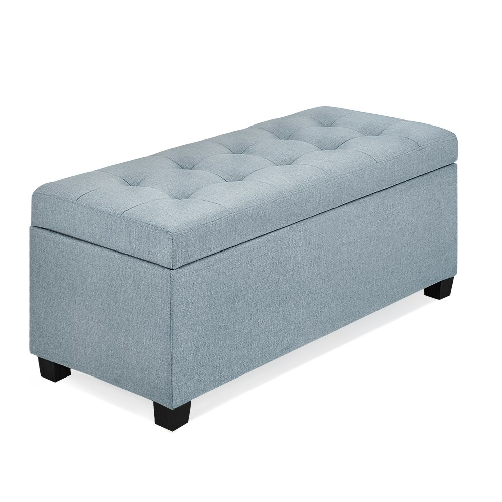 Furb Storage Ottoman Blanket Box Fabric Foot Stool Rest Chest Toy Bedroom Bench Open Lid Navy Grey Furb Storage Ottoman Blanket Box Fabric Foot Stool Rest Chest Toy Bedroom Bench Open Lid Navy Grey