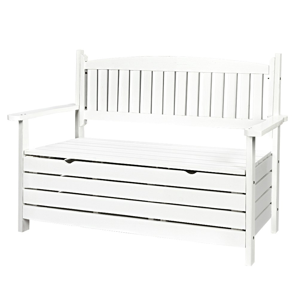Furb Patio Storage Bench Wooden Box Chest 2 Seat Outdoor Furniture Backyard Lounge Garden White Furb Patio Storage Bench Wooden Box Chest 2 Seat Outdoor Furniture Backyard Lounge Garden White