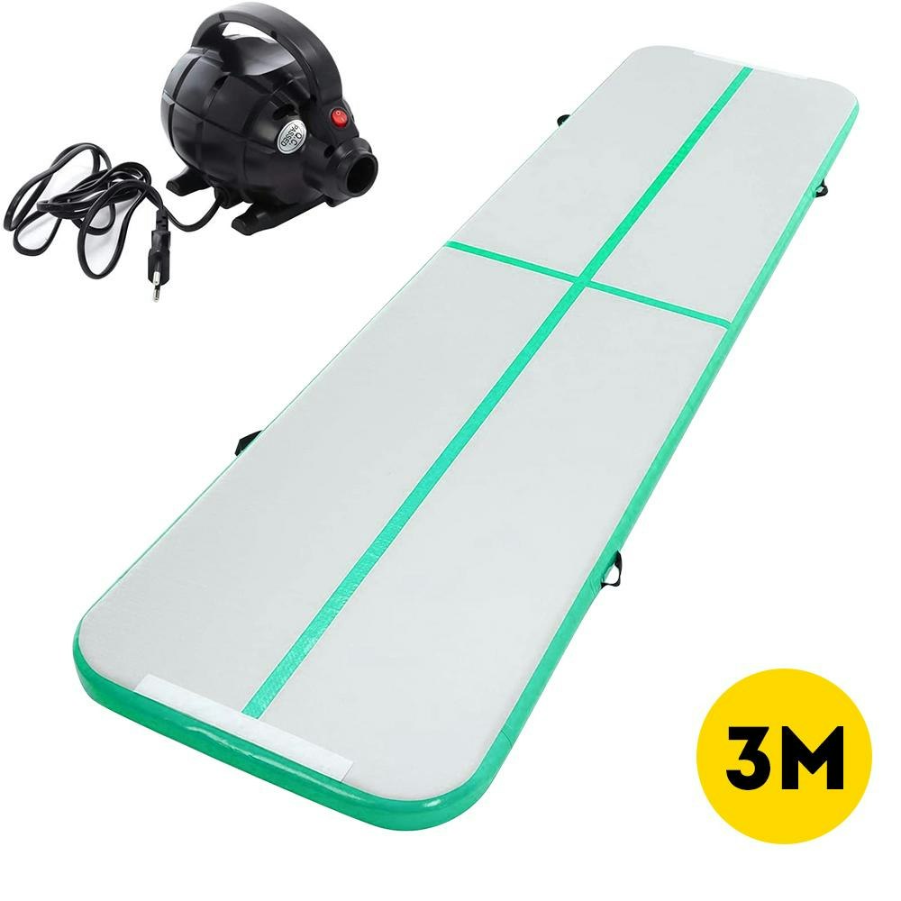 3M Inflatable Gymnastics Mat Air Track Tumbling Yoga Training W/ Electric Pump
