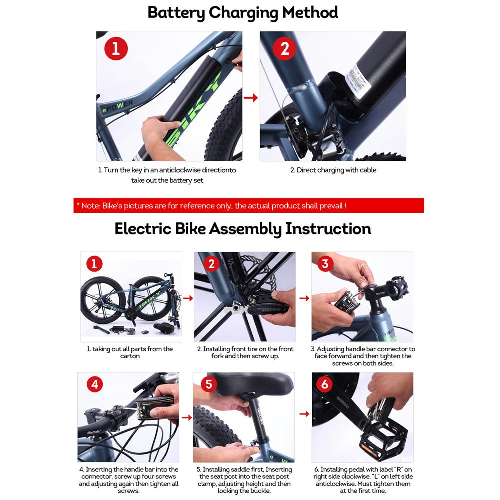 TAOCI 350W 36V SNAKE Electric Bike Beach eBike Snow Motorized Bicycle