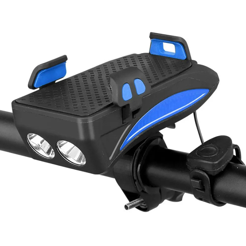 3-in-1 Bike Phone Holder with Cycle Horn & Headlight 2000mAH USB Charge