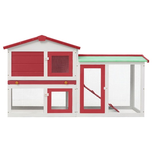 vidaXL Outdoor Large Rabbit Hutch Red and White 145x45x84 cm Wood vidaXL Outdoor Large Rabbit Hutch Red and White 145x45x84 cm Wood