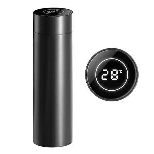 SOGA 500ML Stainless Steel Smart LCD Thermometer Display Bottle Vacuum Flask Thermos Black image number null