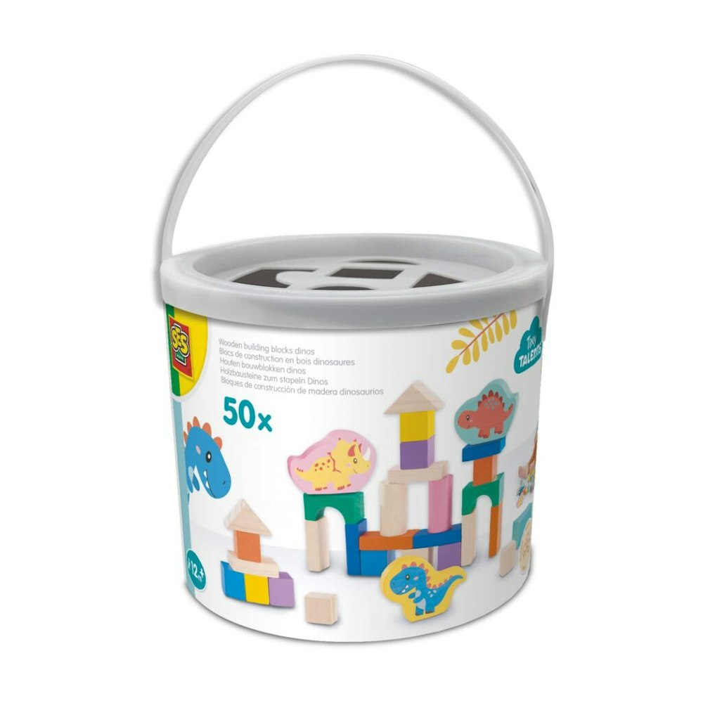 SES Creative Wooden Building Blocks Dinos - 50pcs Bucket