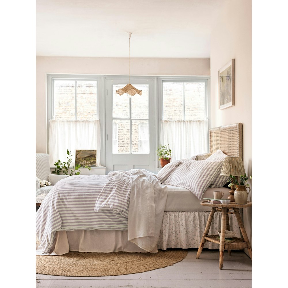 Piglet in Bed Elderberry Pembroke Stripe Linen Blend Duvet Cover