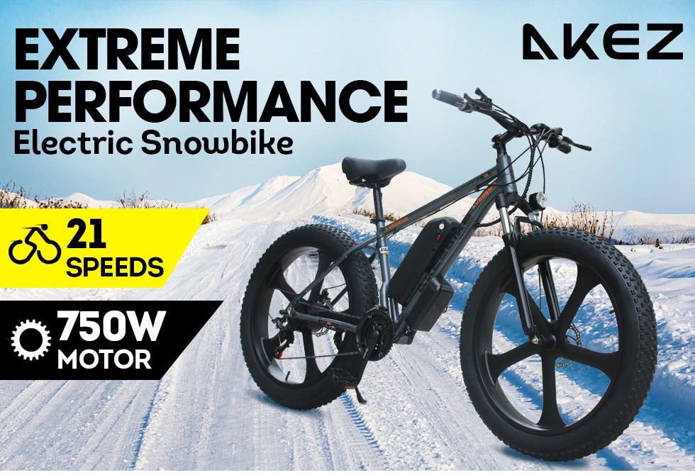 AKEZ 750W 48V Snow eBike 26-Inch Electric Bike Motorized Bicycle