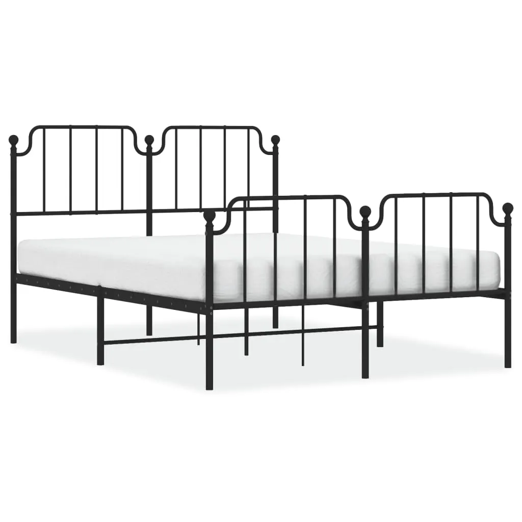 Metal Bed Frame without Mattress with Footboard Black 135x190 cm 373904 Metal Bed Frame without Mattress with Footboard Black 135x190 cm 373904