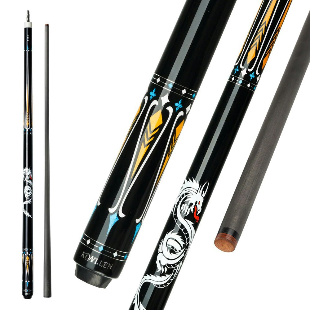Konllen KL-10YF 147CM 2-Piece Pool Cue Maple Wood 18.5-20OZ Billiard Cue - Yellow&Black