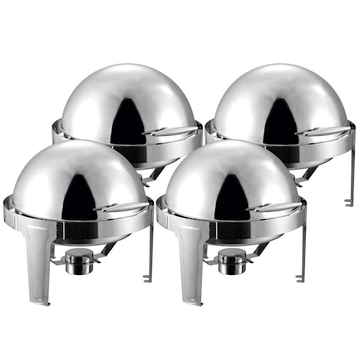 SOGA 4X 6L Stainless Steel Chafing Food Warmer Catering Dish Round Roll Top image number null