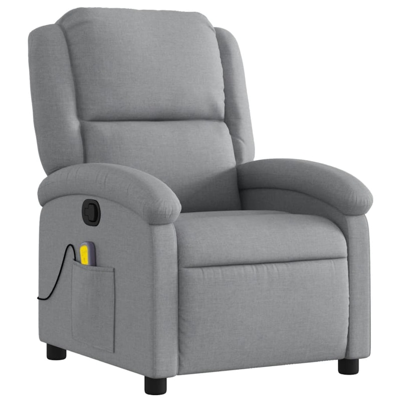 vidaXL Massage Recliner Chair Light Grey Fabric image number null