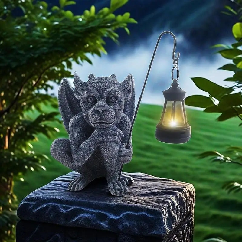 NNEOBA Solar Gargoyle Statue Outdoor Garden Decor Figurine image number null