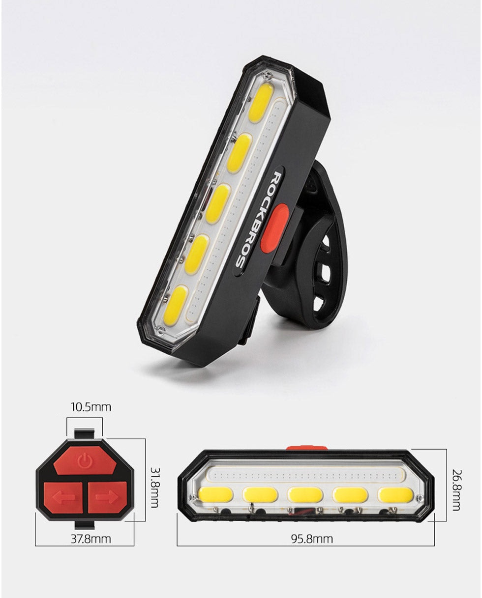 Smart Cordless Bike Tail Light with Remote Control USB Rechargeable Waterproof - Black