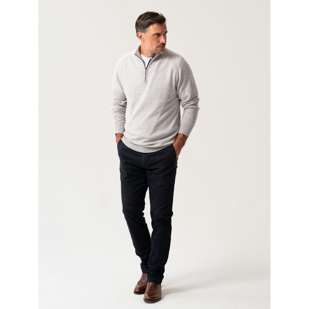 Koy Clothing The Jivu Grey Quarter Zip Jumper - Wool & Cashmere