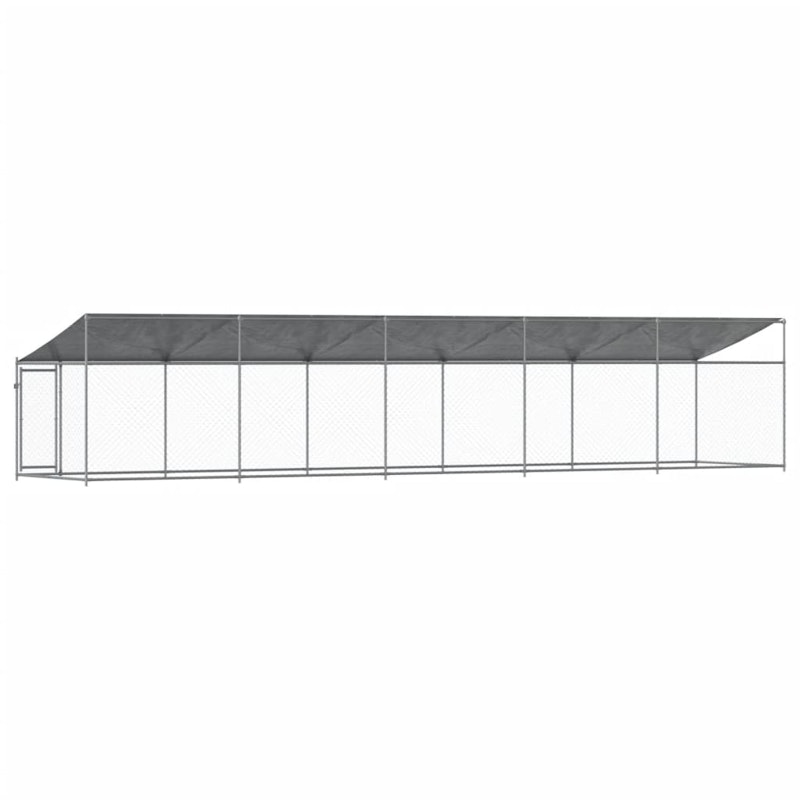 vidaXL Dog Cage with Roof and Door Grey 10x2x2 m Galvanised Steel image number null