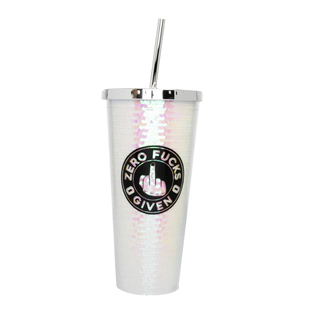 Glitter Sipper Cup Zero F*cks Given Iridescent