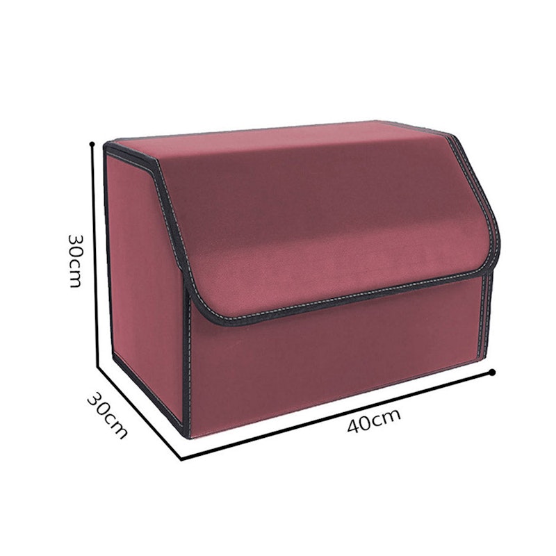 SOGA 2X Leather Car Boot Collapsible Foldable Trunk Cargo Organizer Portable Storage Box Red Medium image number null