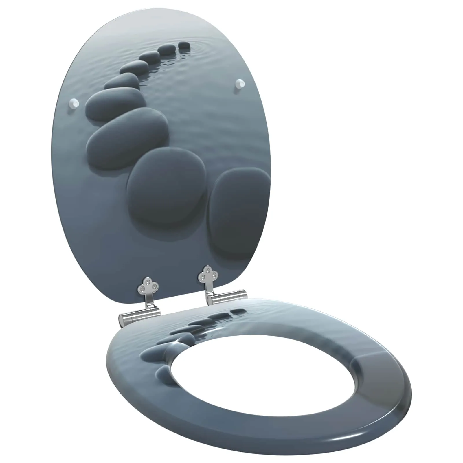 Soft-Close Toilet Seat Grey 44 x 38 cm MDF board 42027177 Soft-Close Toilet Seat Grey 44 x 38 cm MDF board 42027177