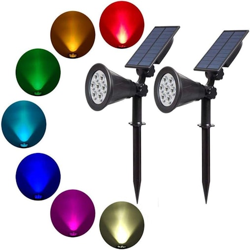 2 Pack Outdoor Solar Lights, 7 LED Color Changing, 2-in-1 Multi Use Spotlights 2 Pack Outdoor Solar Lights, 7 LED Color Changing, 2-in-1 Multi Use Spotlights