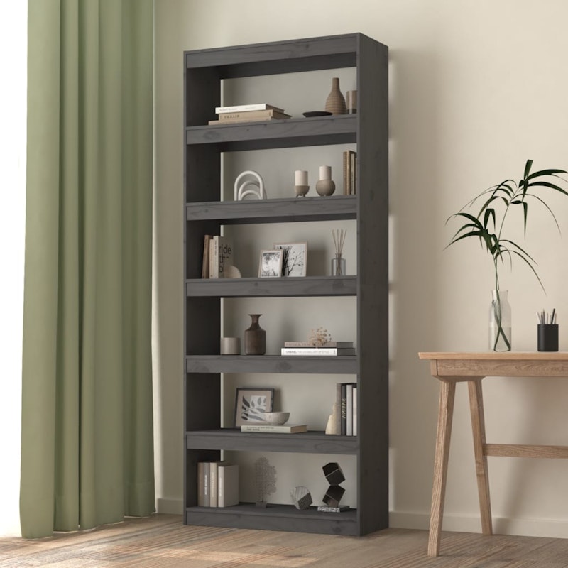 NNEVL Book Cabinet/Room Divider Grey 80x30x199.5 cm Solid Wood Pine image number null