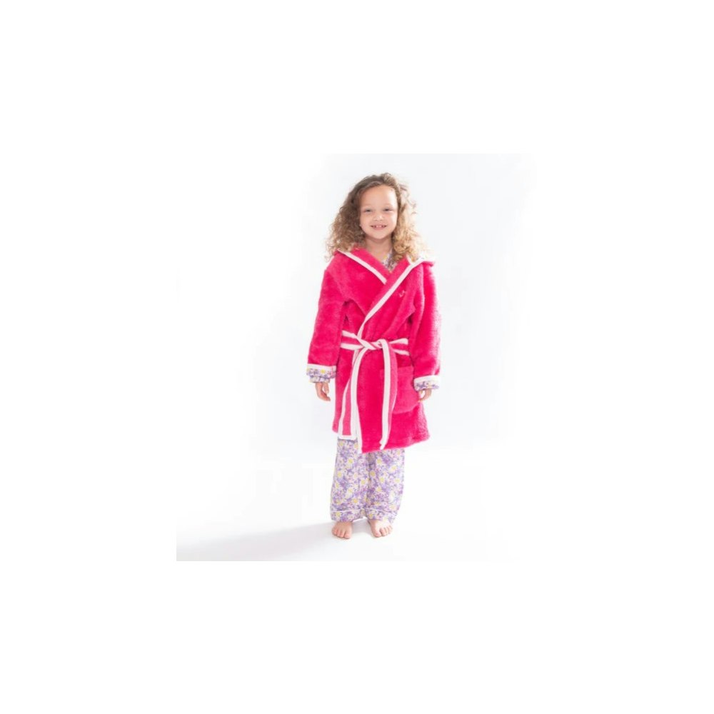 Luca and Rosa Dizzy Daisy Print Girls Dressing Gown Pink