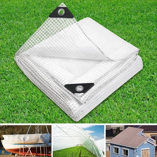 Instahut 3x4m Tarp Camping Tarps Poly Tarpaulin Heavy Duty Cover 135gsm Clear image number null