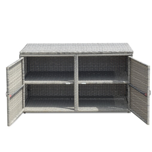 NNECW 0.33m Patio Rattan Storage Container Box with Shelf -Grey NNECW 0.33m Patio Rattan Storage Container Box with Shelf -Grey