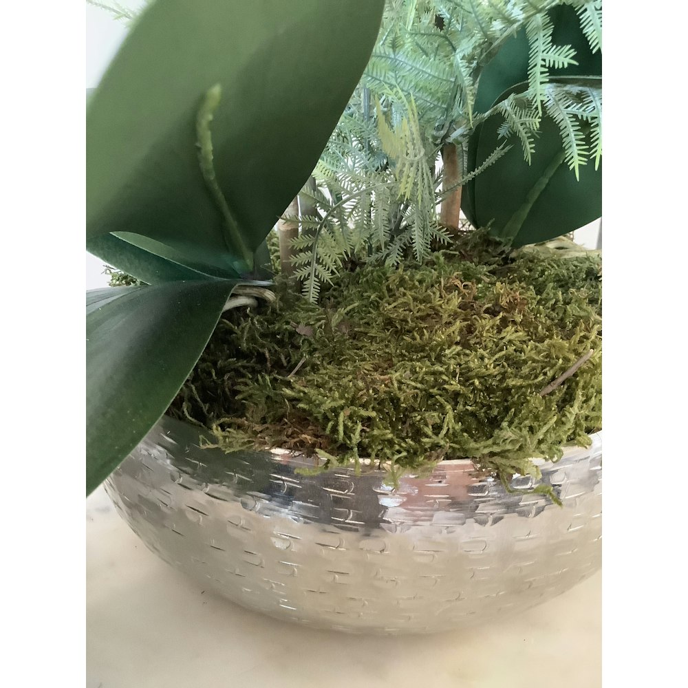 Peacock and Pink Timeless Faux Phalaenopsis, Orchid Flower Arrangement