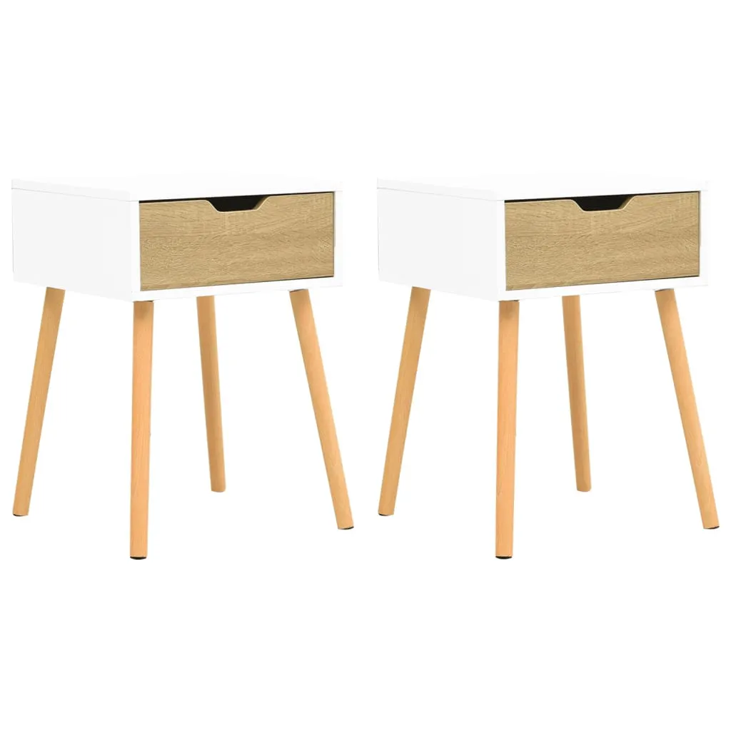 Bedside Cabinets 2 pcs White & Sonoma Oak 40x40x56 cm Engineered Wood 326806 Bedside Cabinets 2 pcs White & Sonoma Oak 40x40x56 cm Engineered Wood 326806