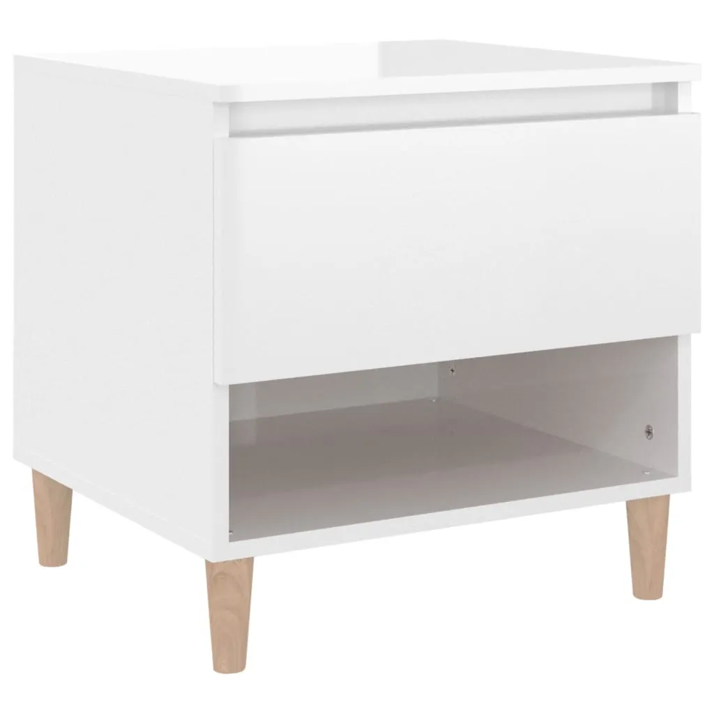 Bedside Table High Gloss White 50x46x50 cm Engineered Wood 819536 Bedside Table High Gloss White 50x46x50 cm Engineered Wood 819536