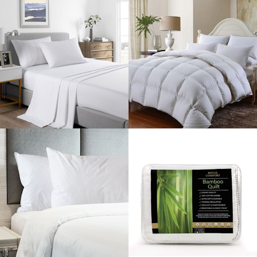 Royal Comfort and Casa Decor Quilt Sheet and Pillow Set King - One Size - White image number null