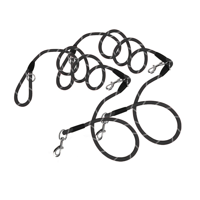 SOGA 2X 220cm Multifunction Hands-Free Rope Pet Cat Dog Puppy Double Ended Leash for Walking Training Tracking Obedience Black image number null